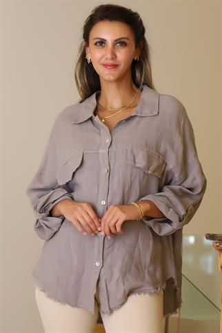 SIRTI PUL DETAYLI VİZON KADIN CEKET  30330-2Y5