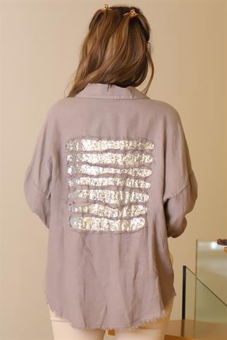 SIRTI PUL DETAYLI VİZON KADIN CEKET  30330-2Y5