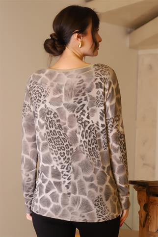 V YAKA TAŞLI BEJ KADIN BLUZ 5822-2K5