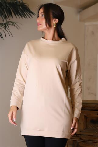 BİSİKLET YAKA UZUN KOLLU TAŞ KADIN TUNİK 3088-2K5