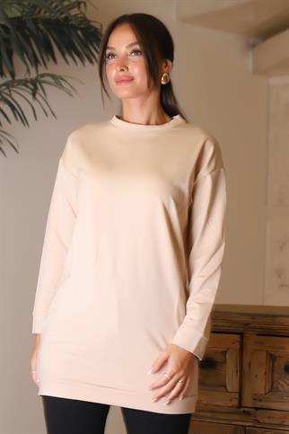 BİSİKLET YAKA UZUN KOLLU TAŞ KADIN TUNİK 3088-2K5