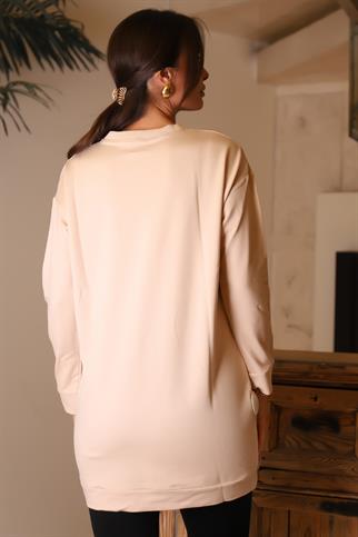 BİSİKLET YAKA UZUN KOLLU TAŞ KADIN TUNİK 3088-2K5