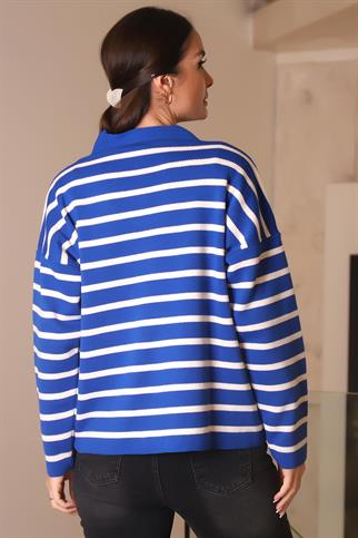 UZUN KOLLU DÜĞMELİ SİYAH SAKS KADIN HIRKA 5182-2K4