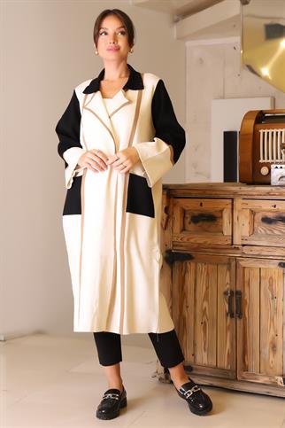 GÖMLEK YAKA CEP DETAYLI TAŞ KADIN HİRKA  5230-2K5