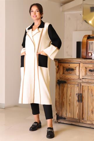 GÖMLEK YAKA CEP DETAYLI TAŞ KADIN HİRKA  5230-2K5