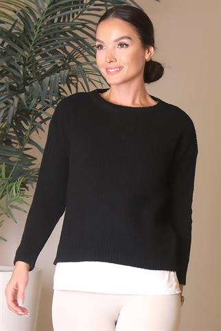 BİSİKLET YAKA SİYAH TRİKO KADIN KAZAK 6120-2K4