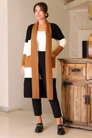 ŞAL YAKA UZUN KOLLU TOPRAK KADIN HIRKA  6172-2K5