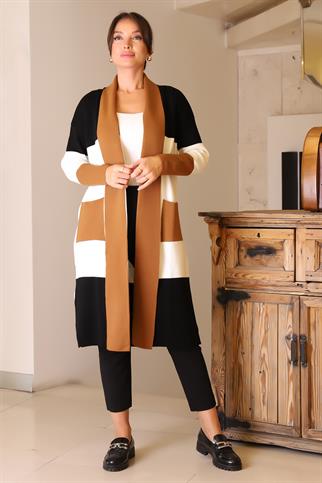 ŞAL YAKA UZUN KOLLU TOPRAK KADIN HIRKA  6172-2K5