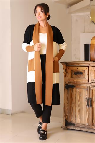 ŞAL YAKA UZUN KOLLU TOPRAK KADIN HIRKA  6172-2K5