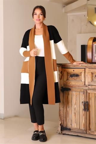 ŞAL YAKA UZUN KOLLU TOPRAK KADIN HIRKA  6172-2K5