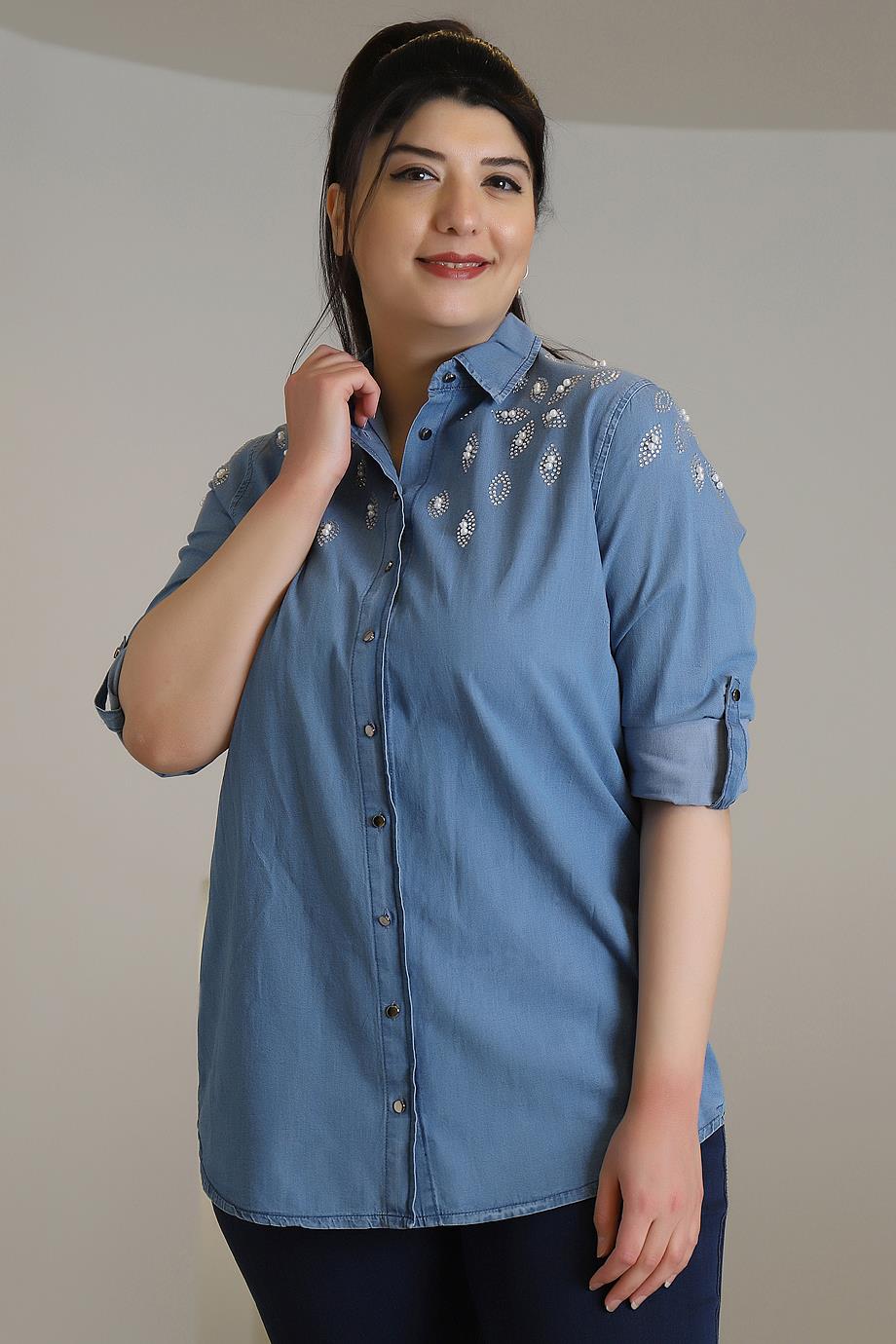 2377-2Y3 FLAŞ TRİKO GÖMLEKMAVİ