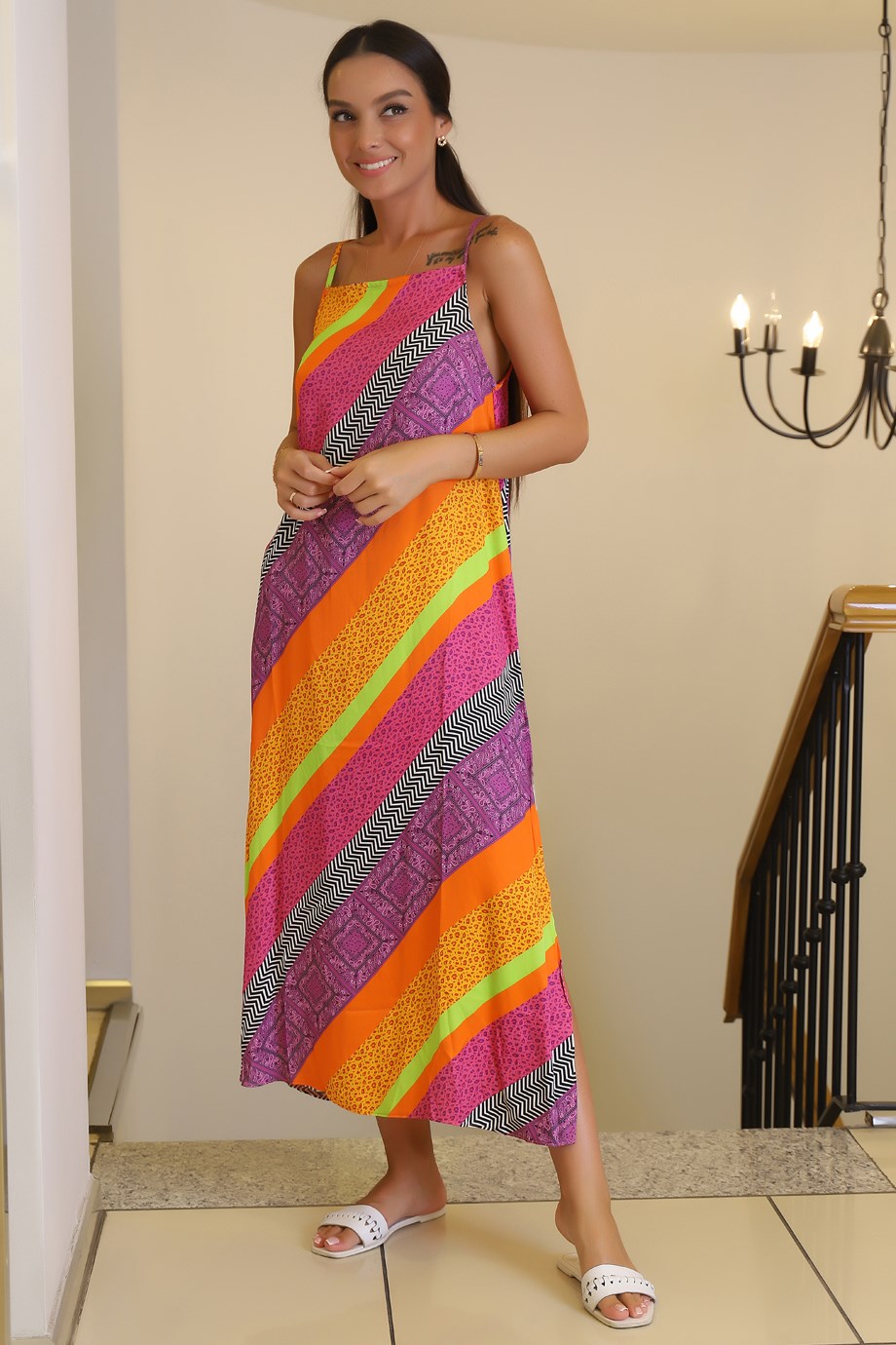 27065-2Y2 BEBE PLUS ELBİSEORANJ PEMBE