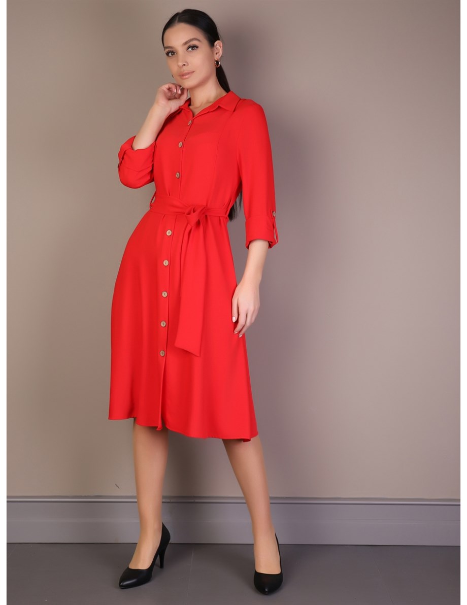 32260-20Y ONTEKS ELBİSESCARLET