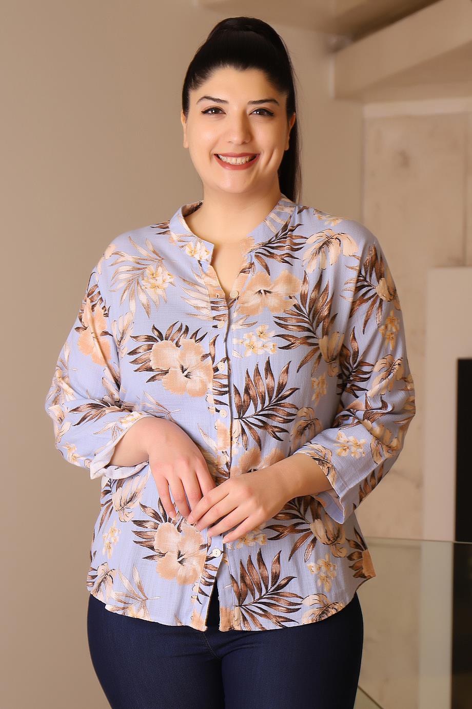 96-2Y3 PUDRA GÖMLEKMAVİ