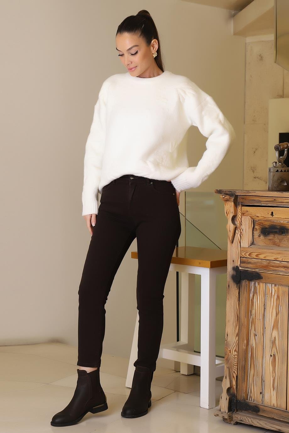 AYHAN53500-2K6 AYHAN PANTOLON-KAHVE