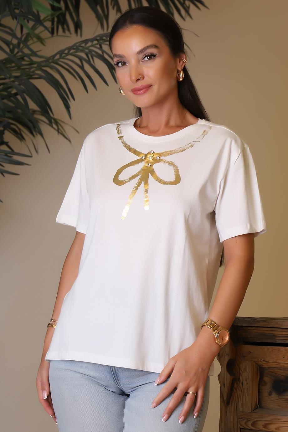 BEBE PLUS28751-2Y4 BEBE  PLUS T-SHIRTEKRU GOLD