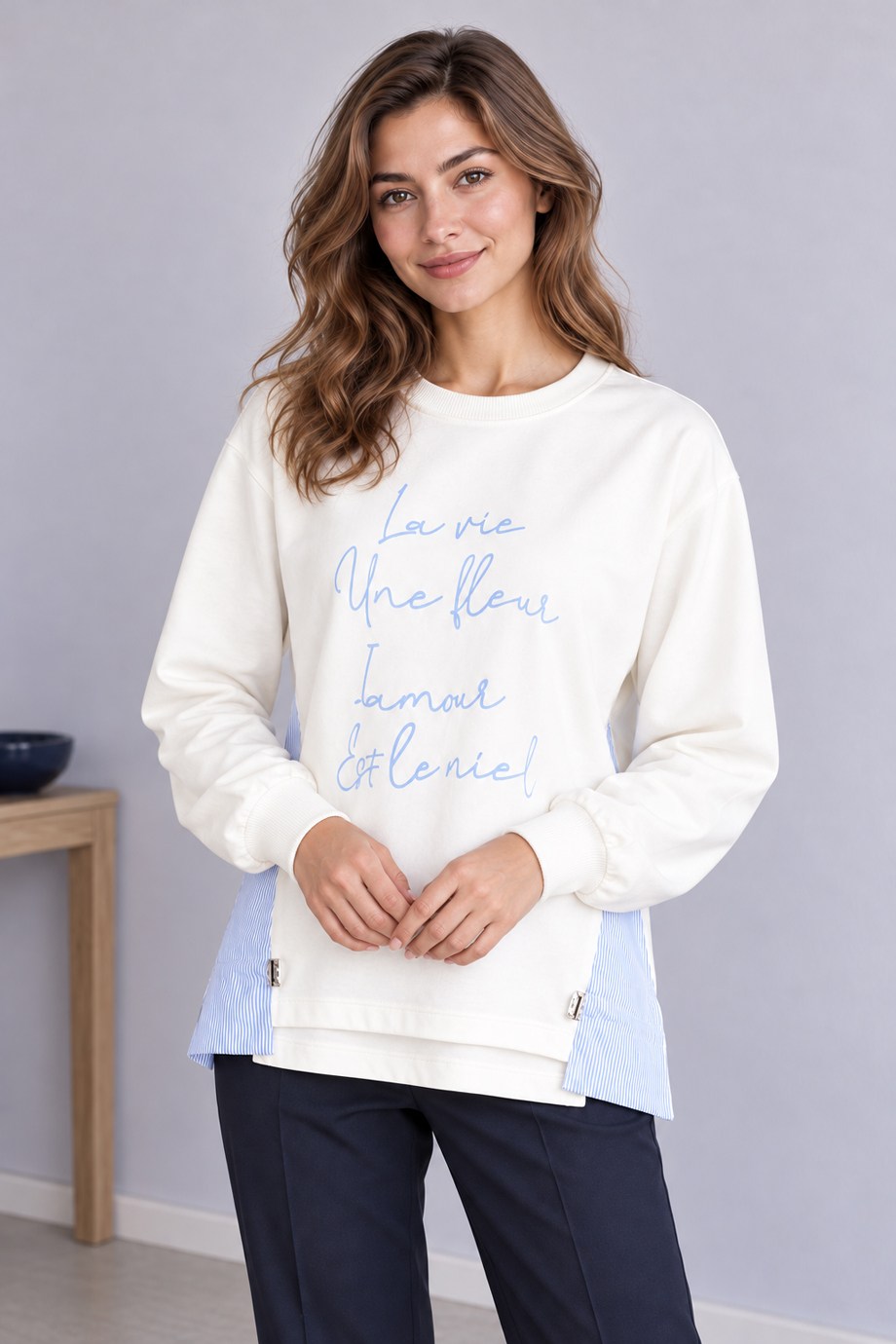 BEBE PLUS28989-2K7 BEBE PLUS SWEAT-EKRU MAVİ