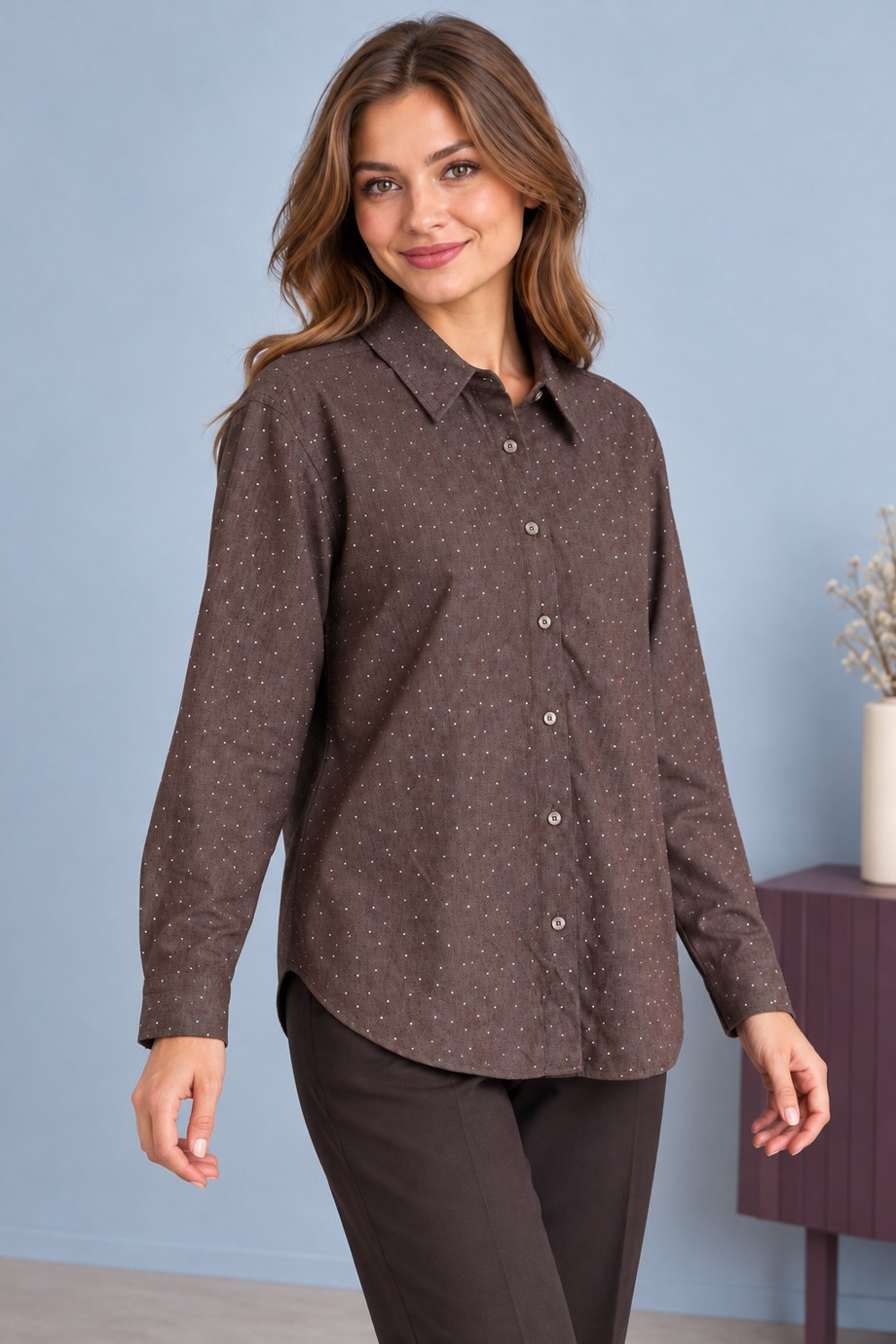 BEBE PLUS30851-2K7 BEBE PLUS GÖMLEK-KAHVE