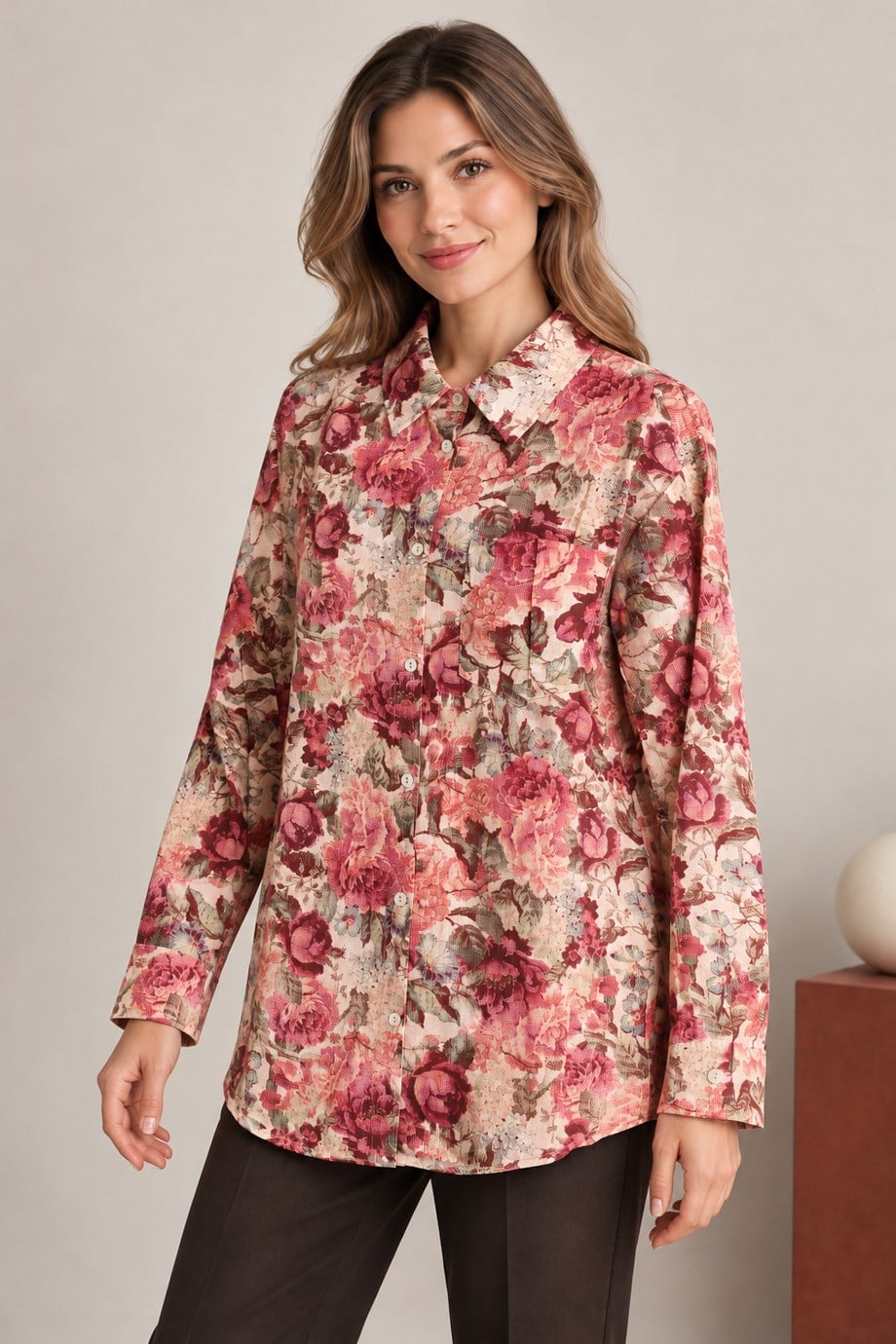 BEBE PLUS31286-2K7 BEBE PLUS GÖMLEK-BORDO HAKİ