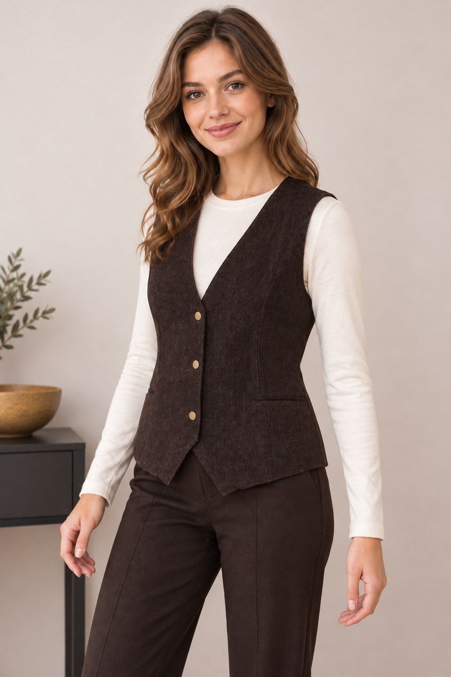 BEBE PLUS31317-2K7 BEBE PLUS YELEK-KAHVE