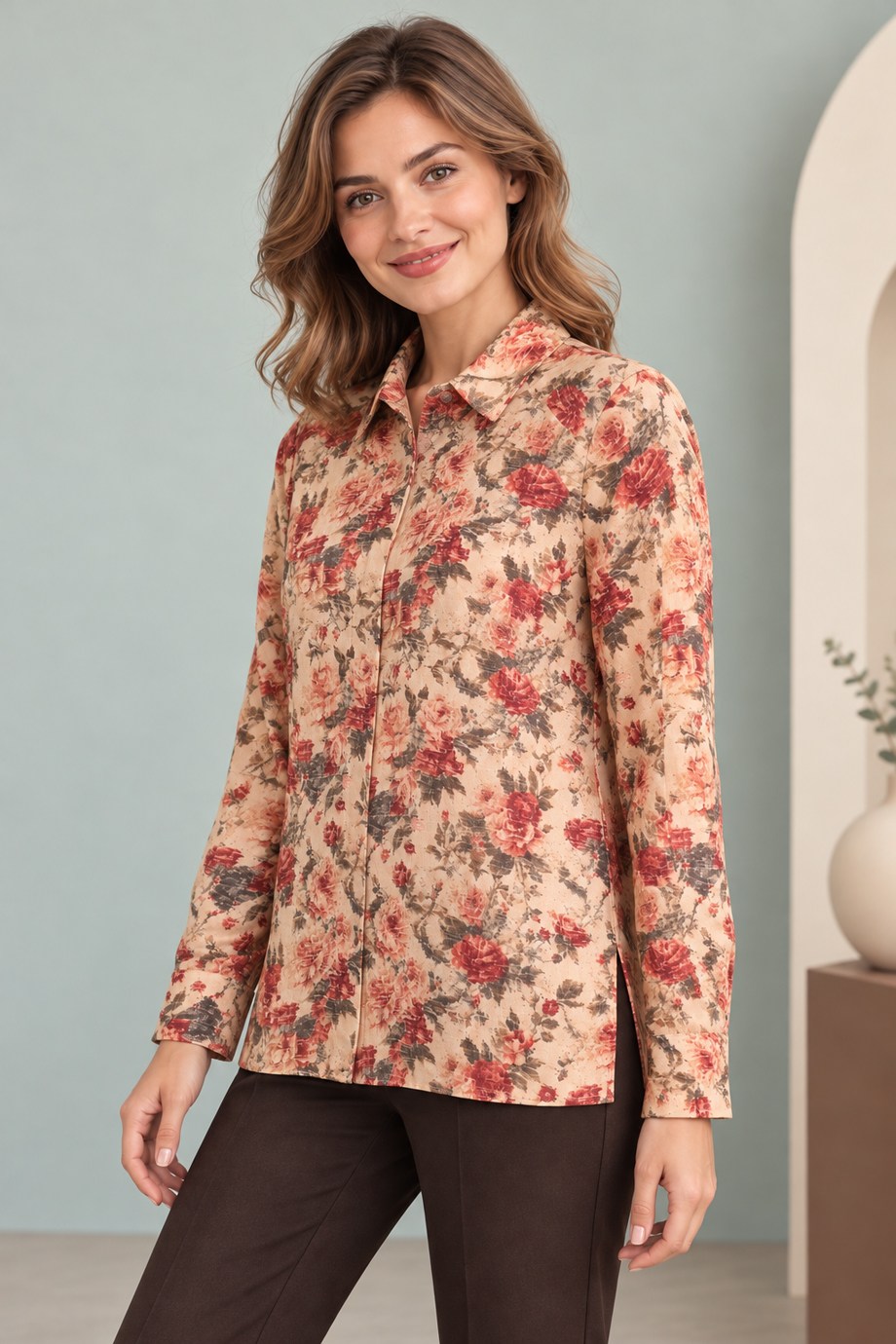 BEBE PLUS31340-2K7 BEBE PLUS GÖMLEK-BEJ HAKİ