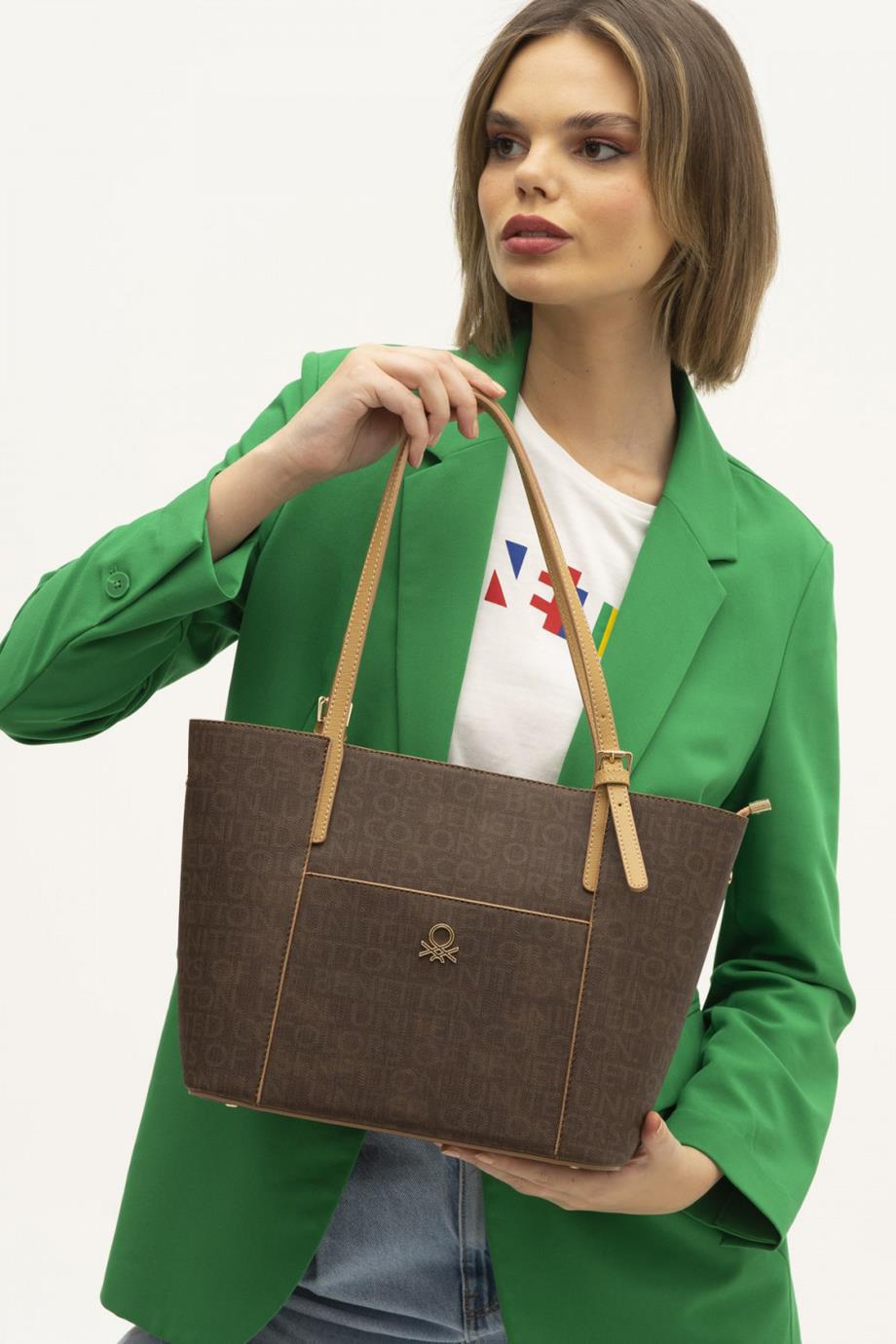 BENETTON-ST DERİ1321-2Y4 BENETTON ÇANTAKAHVE CAMEL