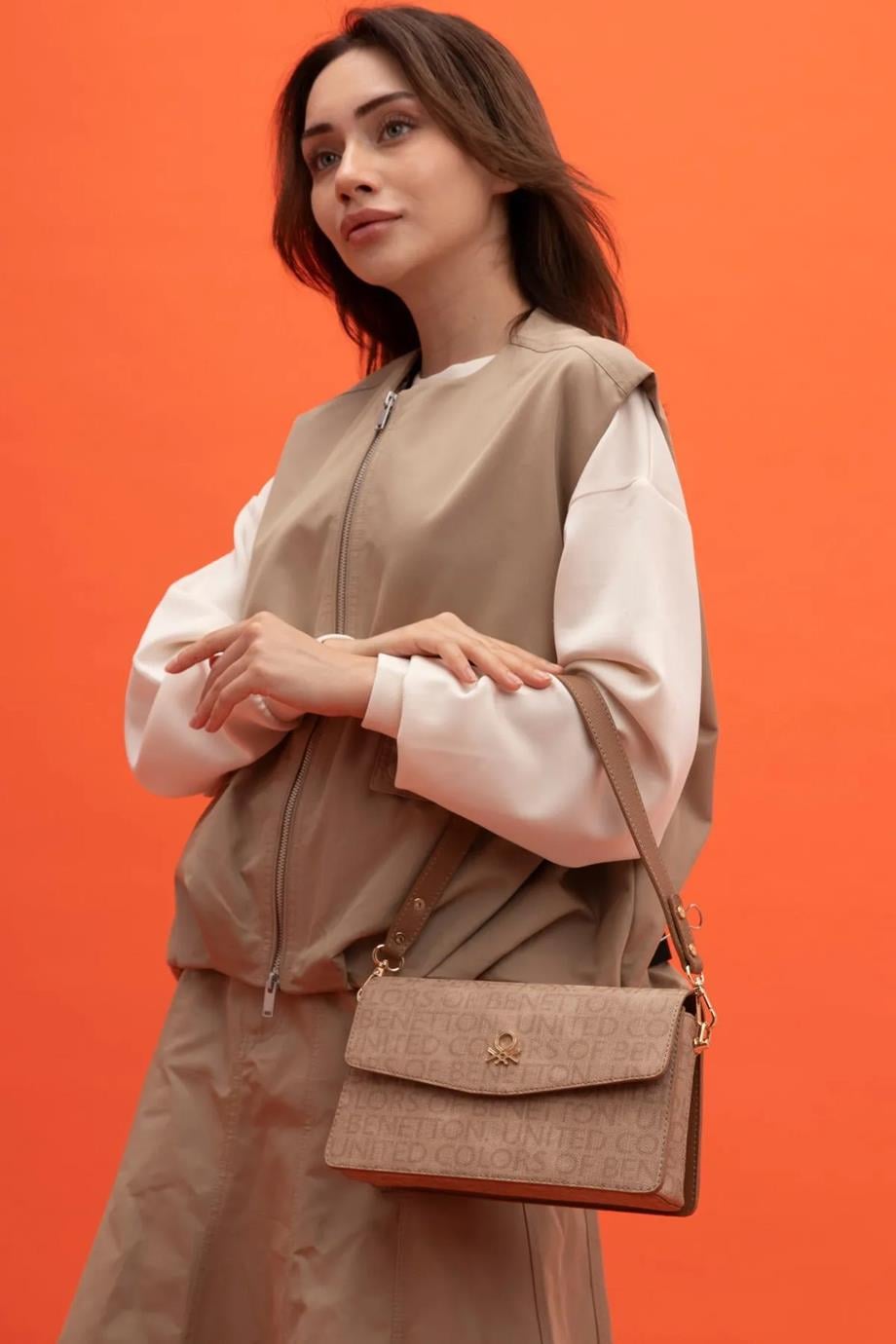 BENETTON-ST DERİ1405-2K5 BENETTON ÇANTACAMEL