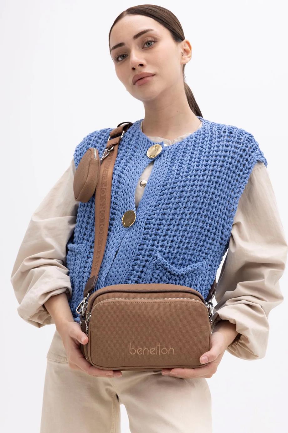 BENETTON-ST DERİ1419-2K5 BENETTON ÇANTACAMEL KAHVE