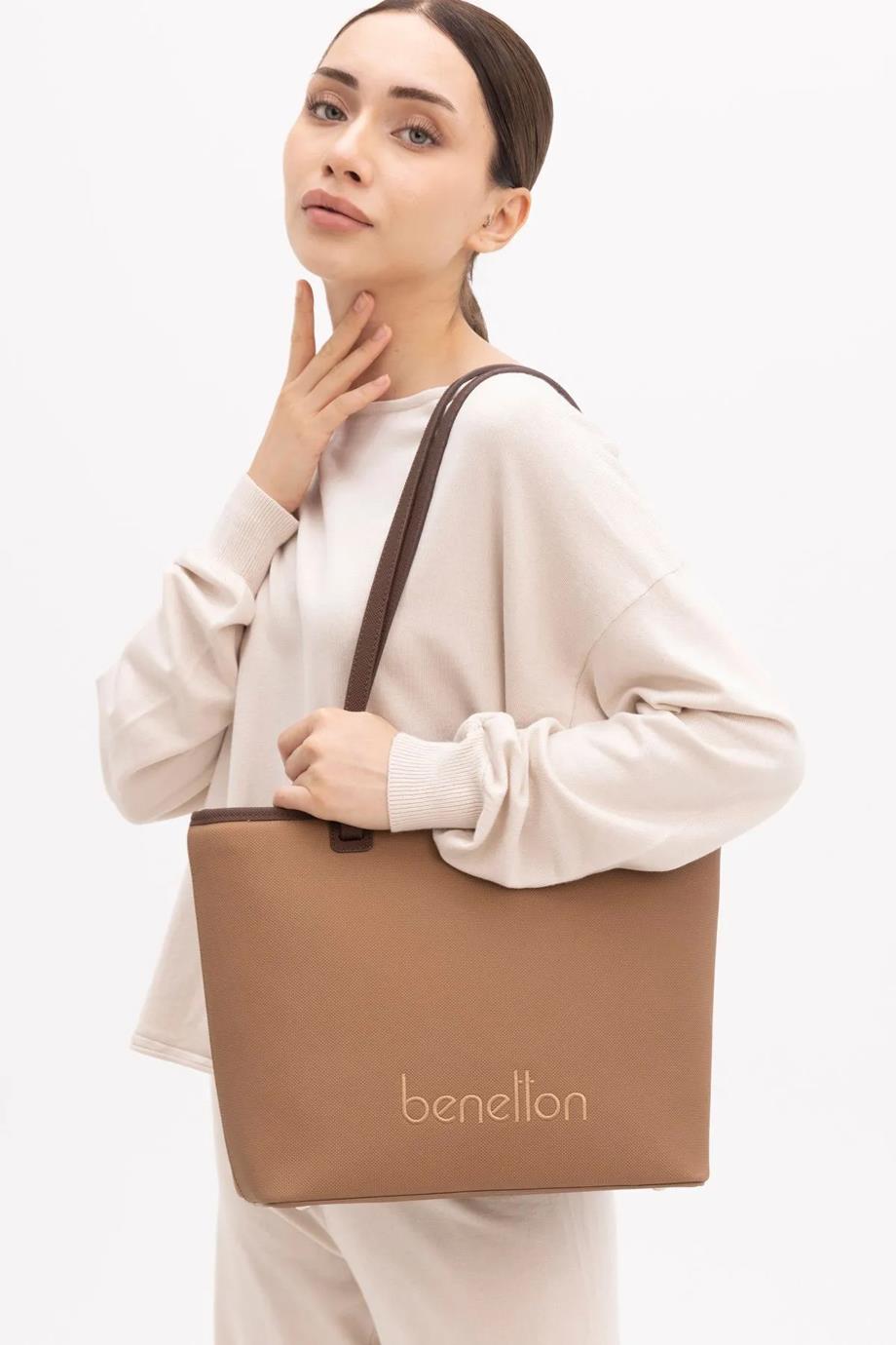 BENETTON-ST DERİ1422-2K5 BENETTON ÇANTACAMEL KAHVE