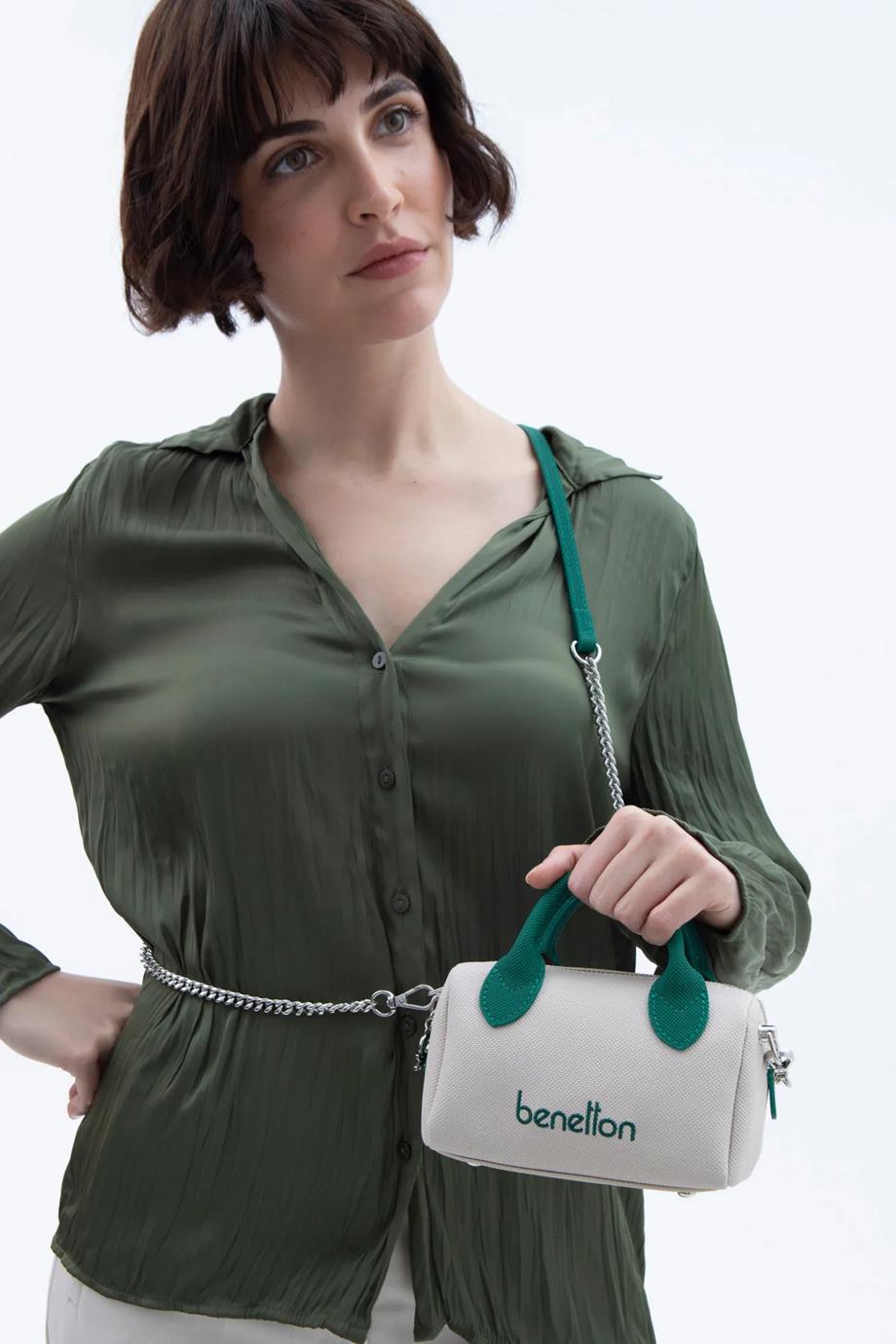 BENETTON-ST DERİ1593-2Y5 BENETTON ÇANTABEJ ZÜMRÜT