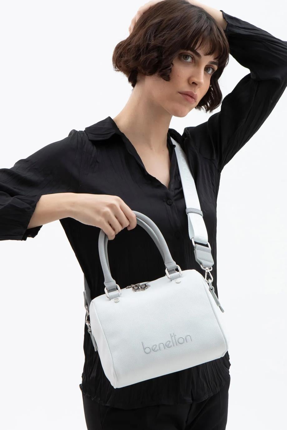 BENETTON-ST DERİ1618-2Y5 BEBETTON ÇANTABEYAZ A.GRİ