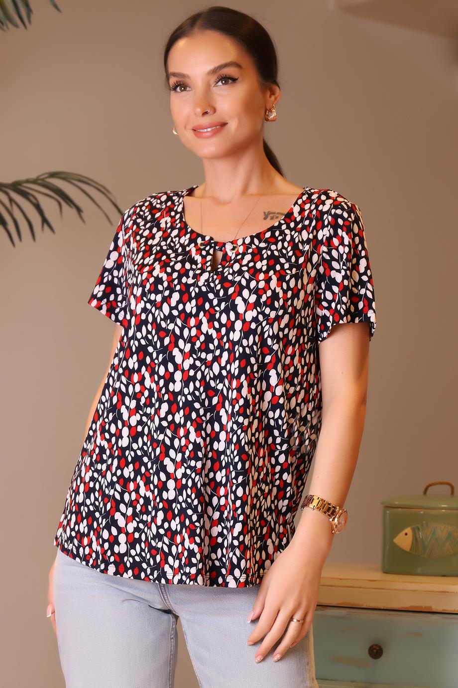CAMELİA035-2Y4 ELLA CAMELIA BLUZNAVY WHİTE/RED