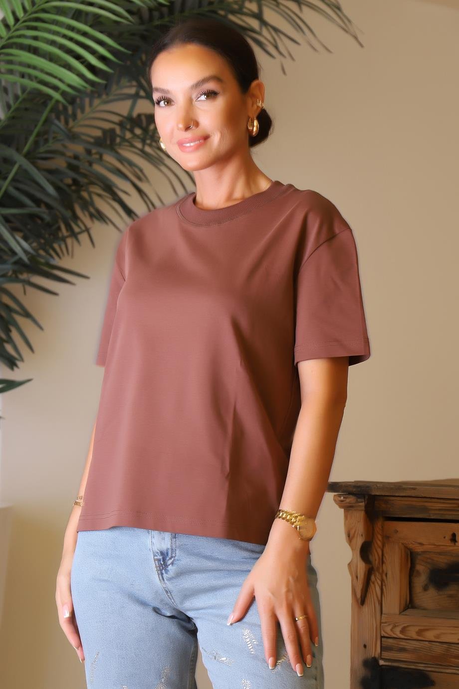 DİLVİN30312-2Y4 DİLVİN T-SHİRTKAHVE