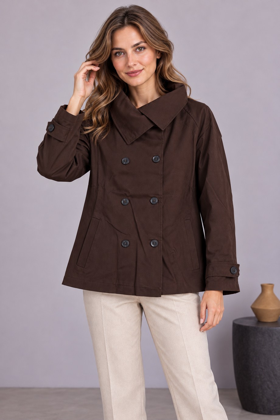EFİL7761-2K7 EFİL TRENCH-KAHVE