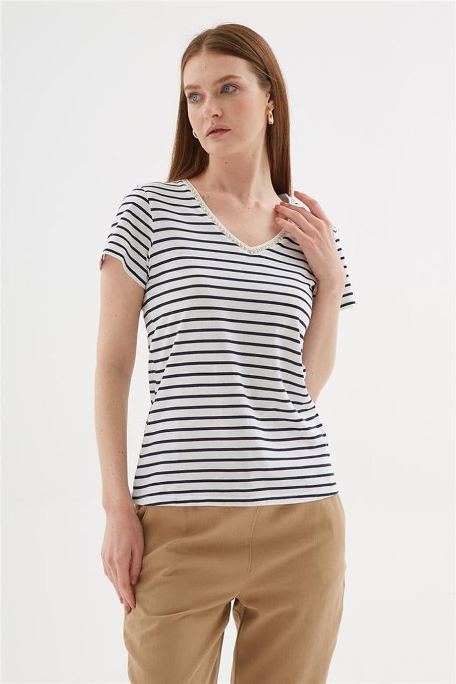 FASHİON FRİENDS0478-2Y5 F.FRIENDS T-SHIRTLACİ ÇİZGİLİ