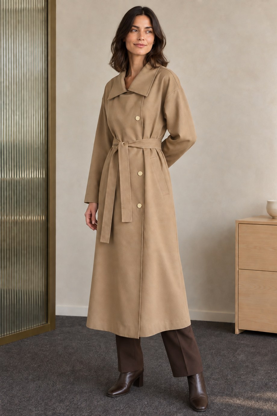 GHİSA2720-2K7 GHİSA TRENCH-CAMEL