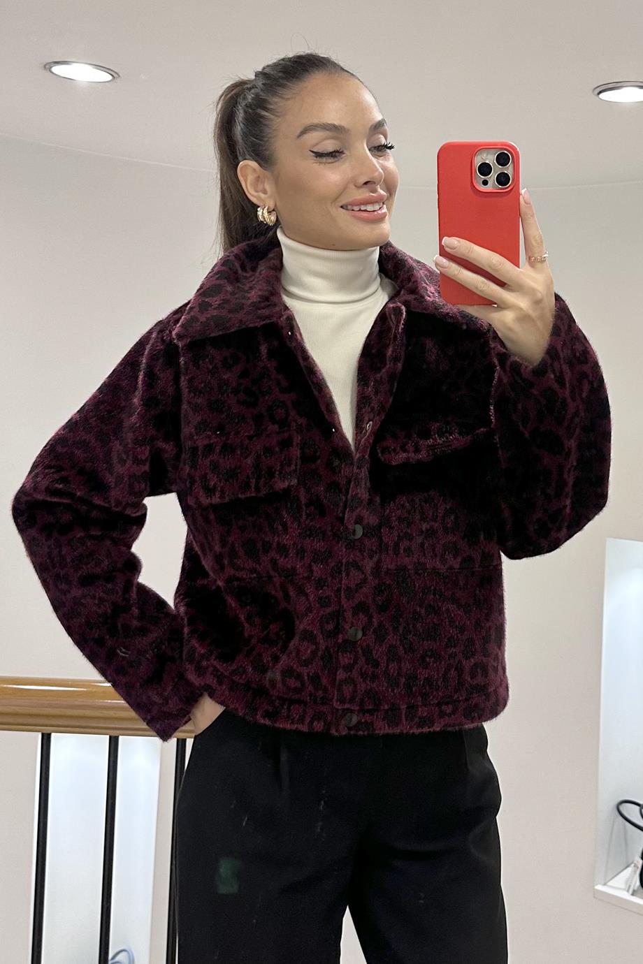 İKOLL5185-2K6 GLARMİ CEKET-BORDO