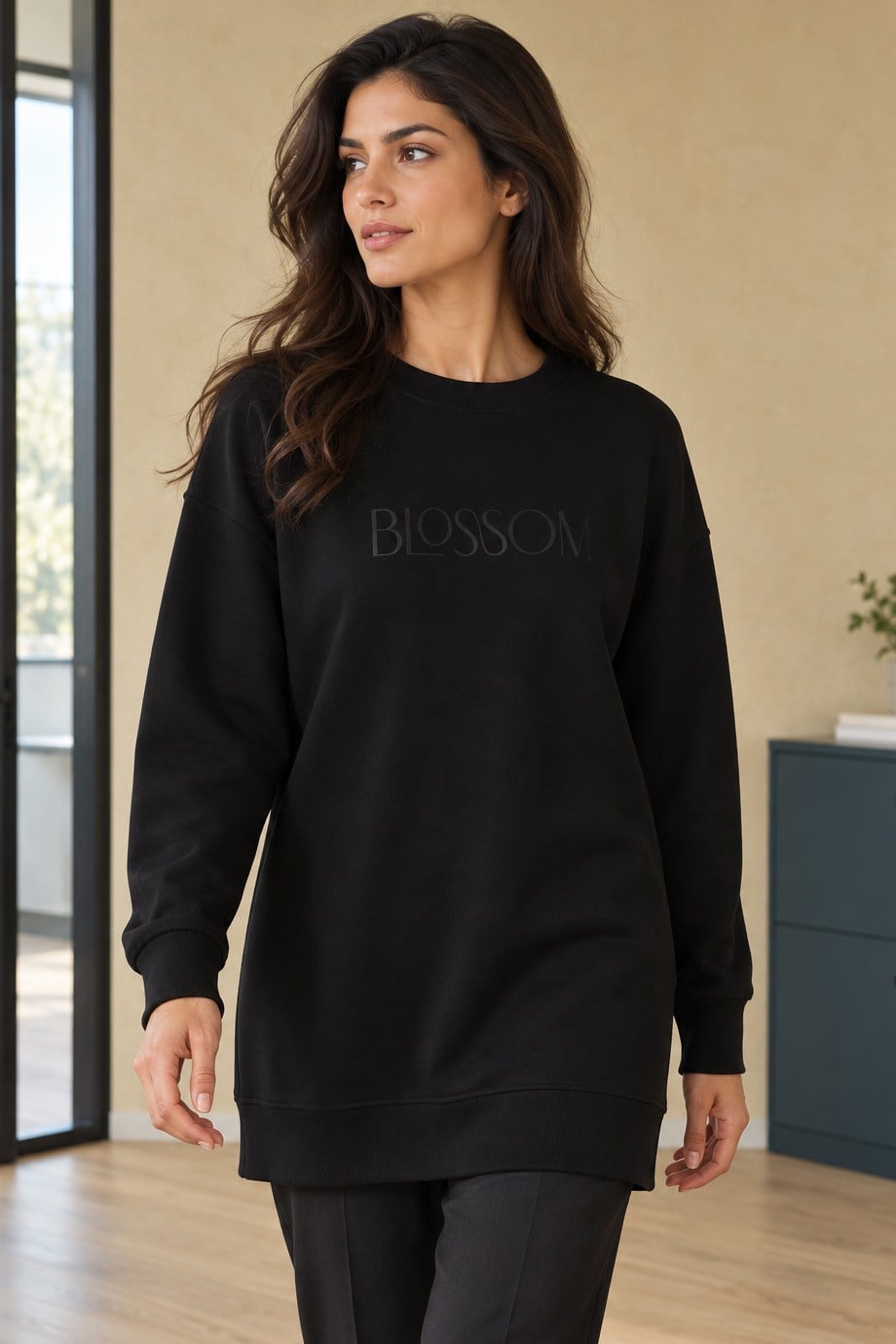 İKOLLKadın Siyah Sweatshirt 38107-2K7