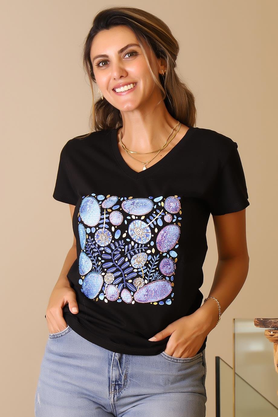 LADERRA20-2Y5 LADERRA T-SHIRTSİYAH