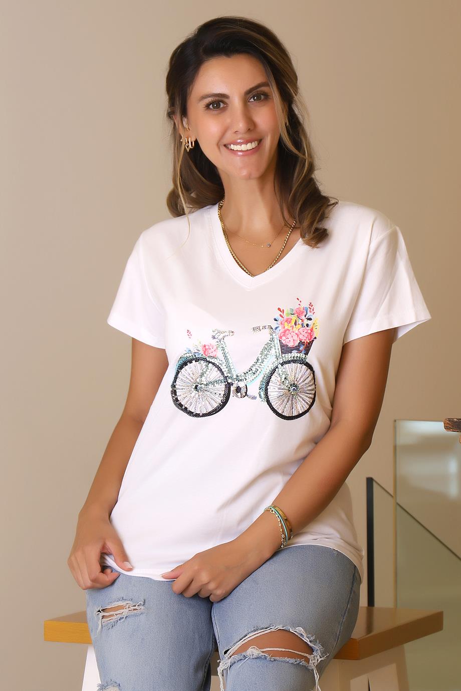 LADERRA27-2Y5 LADERRA TSHIRTBEYAZ