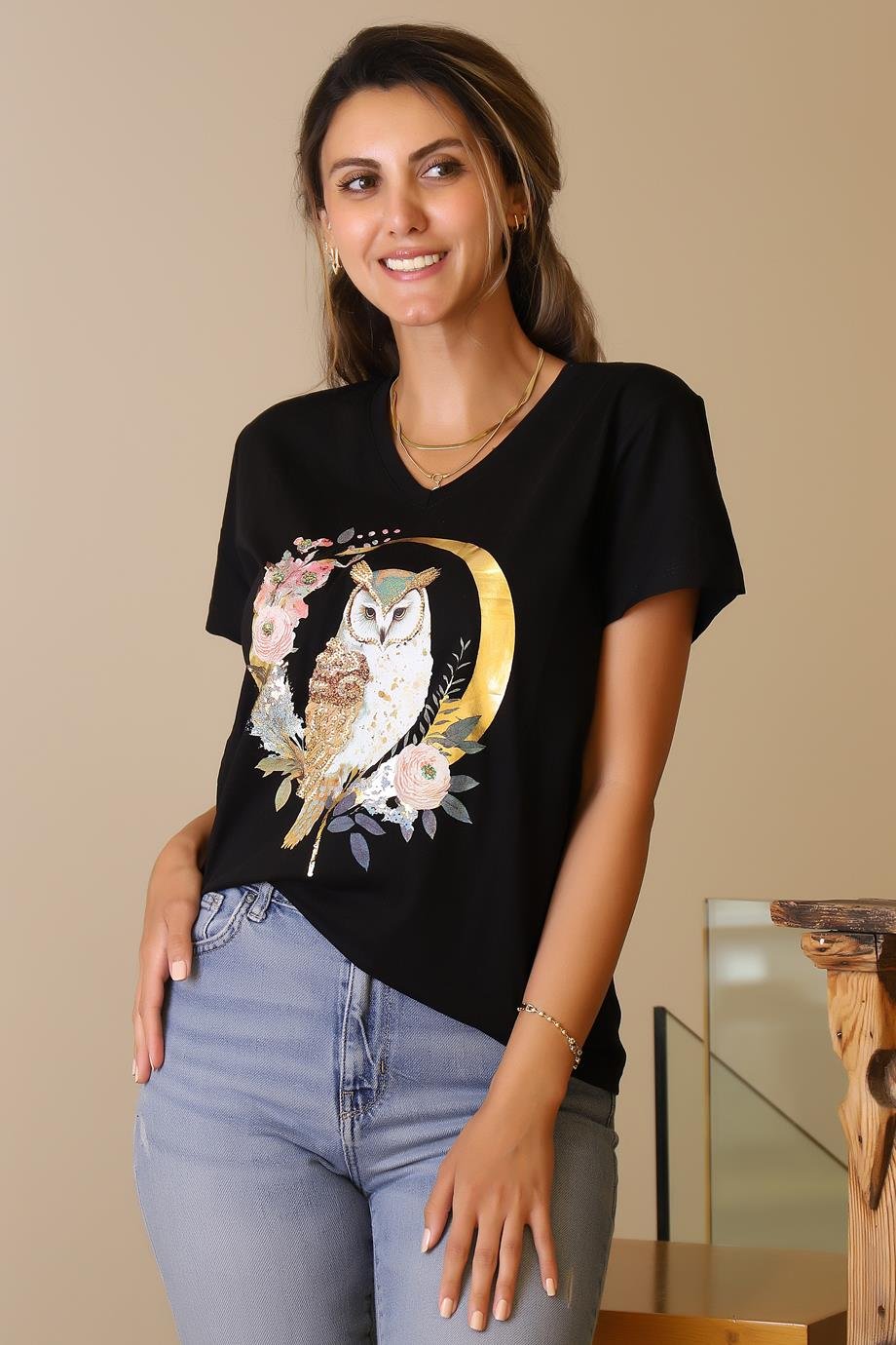 LADERRA40-2Y5 LADERRA T-SHIRTSİYAH