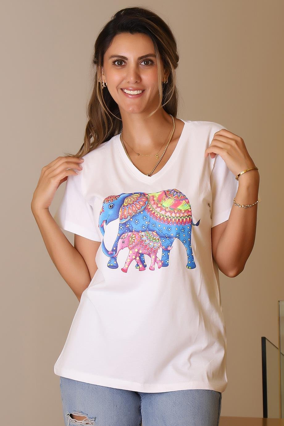 LADERRA44-2Y5 LADERRA TSHIRTBEYAZ