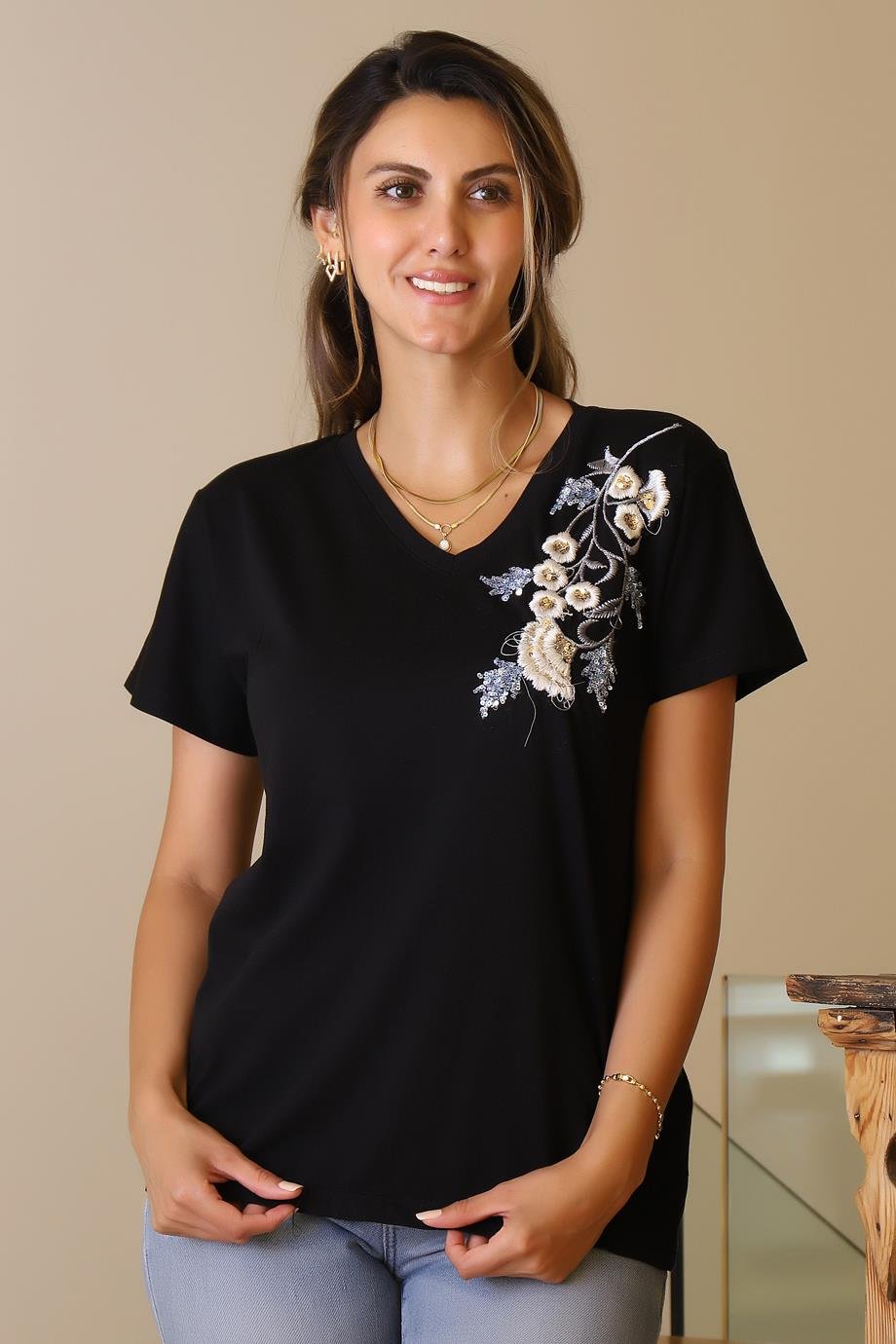 LADERRA45-2Y5 LADERRA T-SHIRTSİYAH