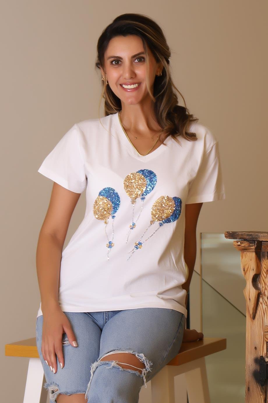 LADERRA98-2Y5 LADERRA T-SHIRTBEYAZ