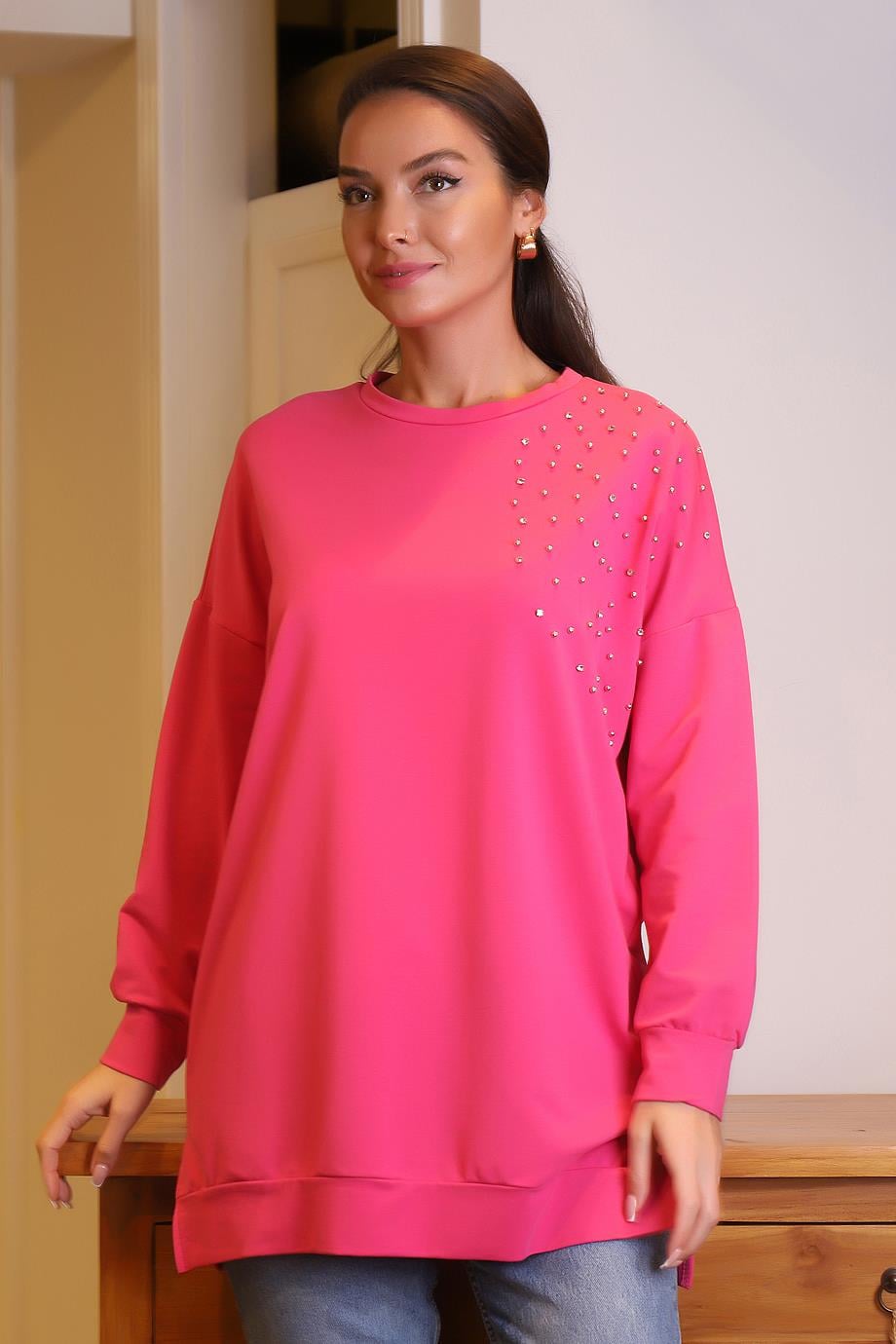 MAGAZİN6948-2K4 MAGAZİN SWEATFUŞYA