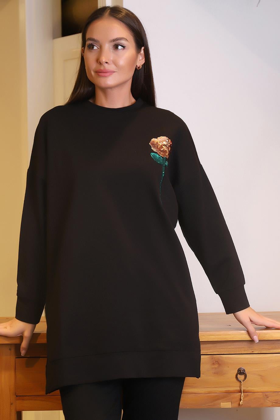 MAGAZİN6972-2K4 MAGAZİN SWEATSİYAH