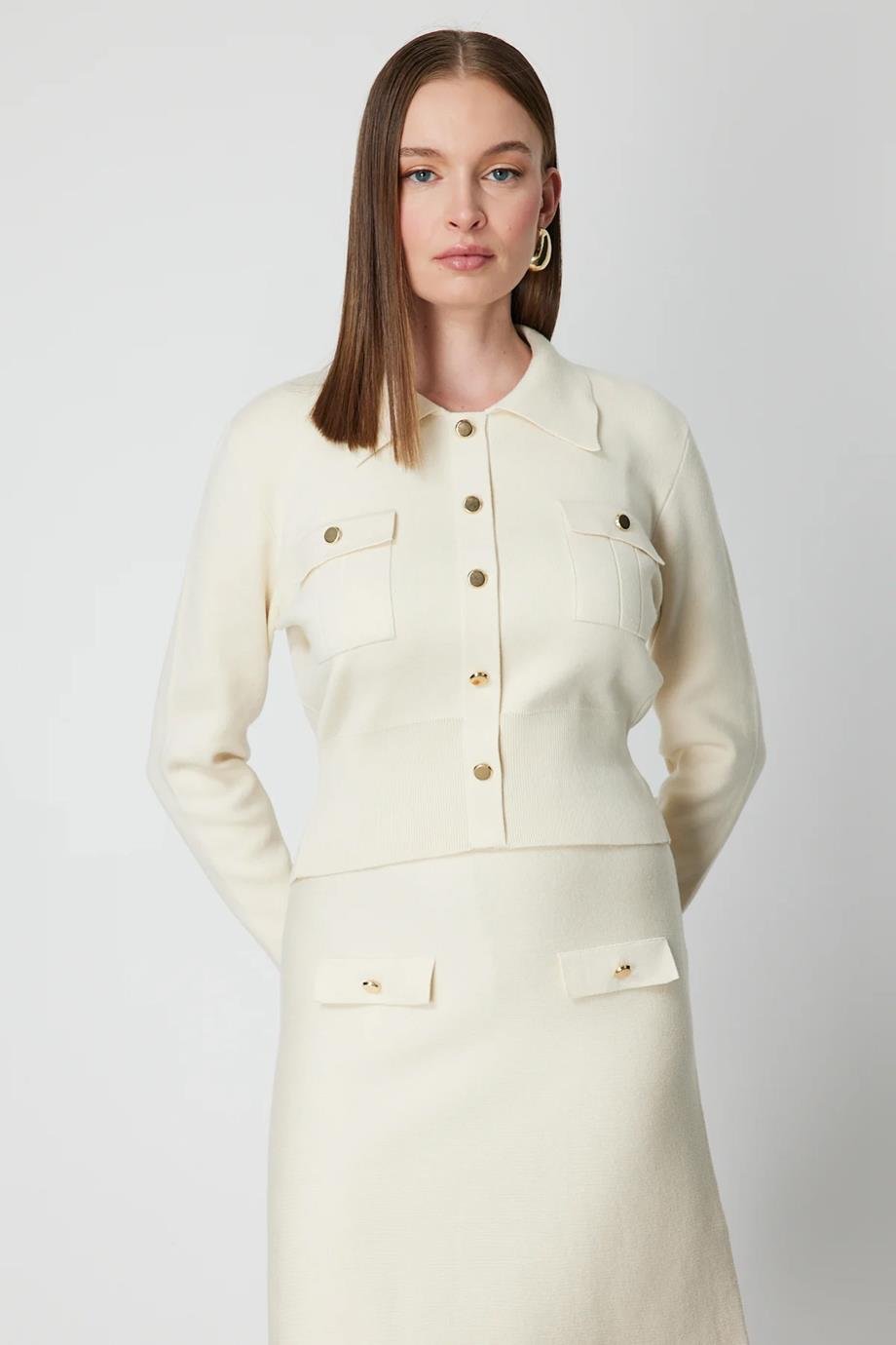 ONTEKS69507-2K6 ONTEKS CEKET-KREM