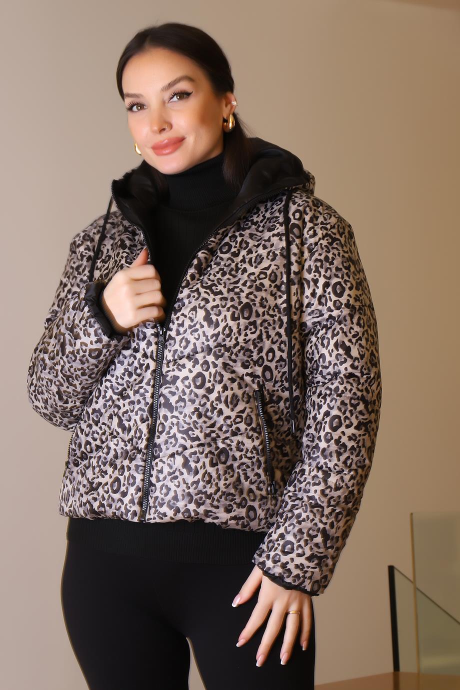 PINAR GİYİM180-2K5 PNR WOMEN KABANBEJ LEOPAR