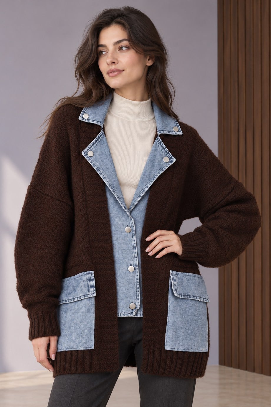 ROBİN-GEZİCİT94121-2K7 ROBİN HIRKA-KAHVE