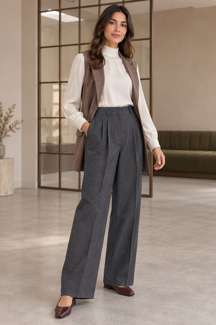 SERPİL-MEZROKadın Gri Pantolon 9012-2K7